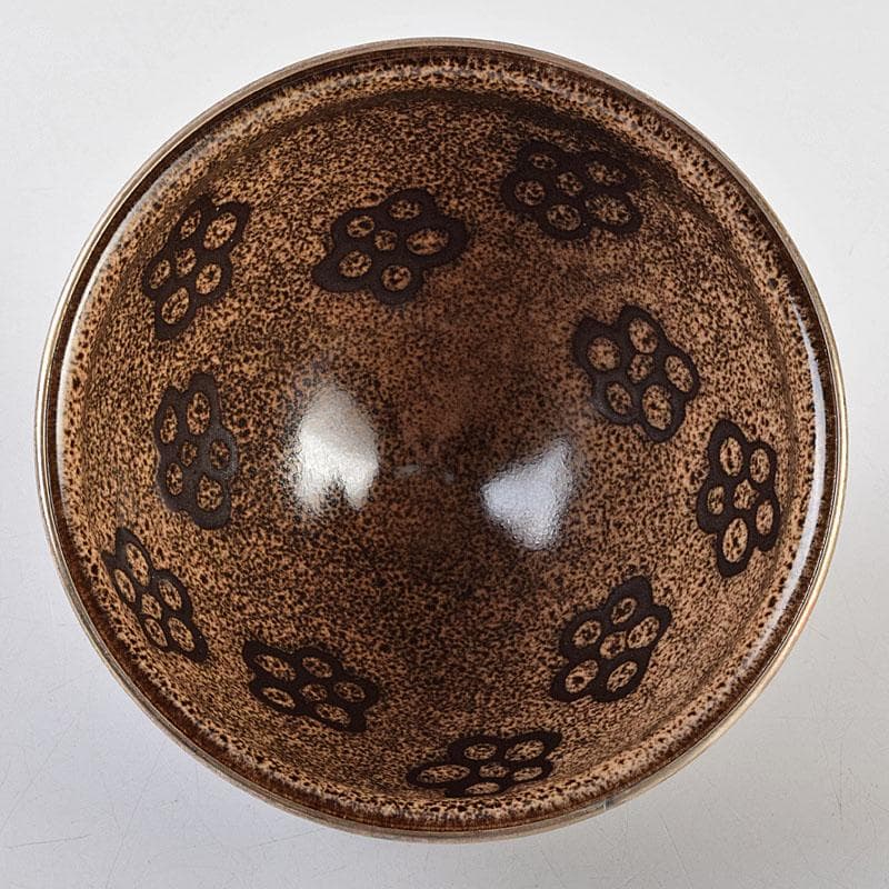 茶道具　京焼　万代草山造　梅花銅覆天目茶碗　清水公照極め箱　C　R9538