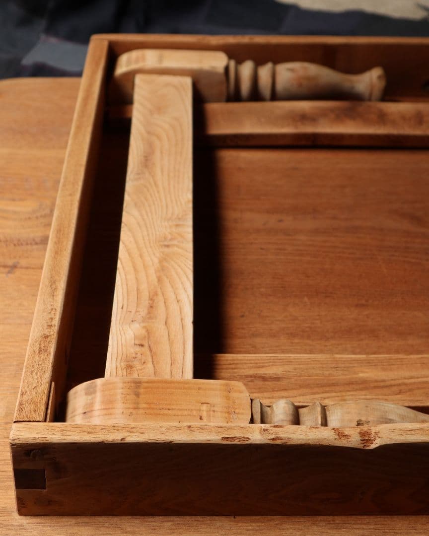 最終お値下げ 大きめサイズのろくろ脚角ちゃぶ台　古道具 古家具 ローテーブル