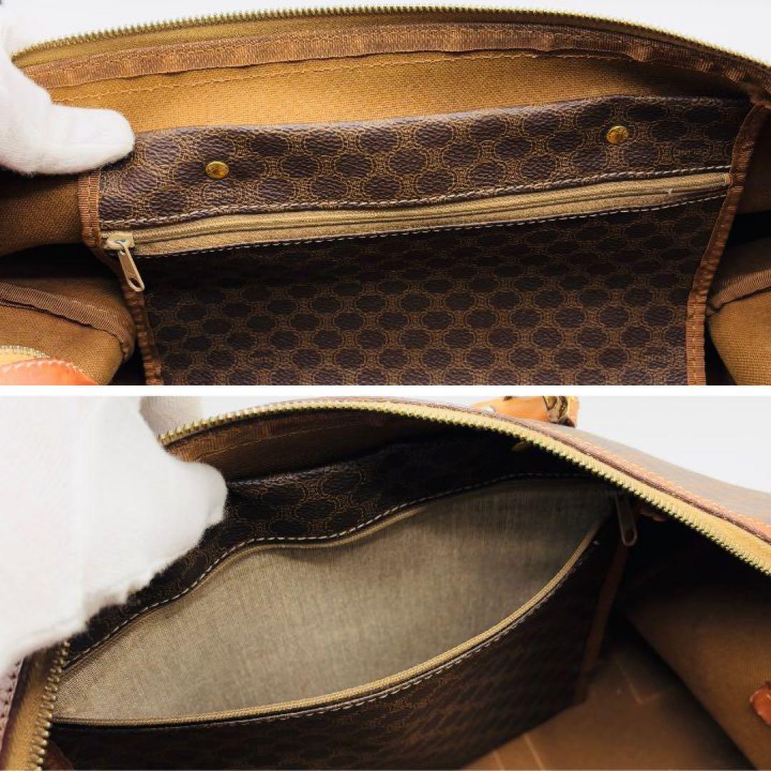 【鍵・南京錠付き】セリーヌ ボストンバッグ トリンオフ マカダム柄 レザー 本革