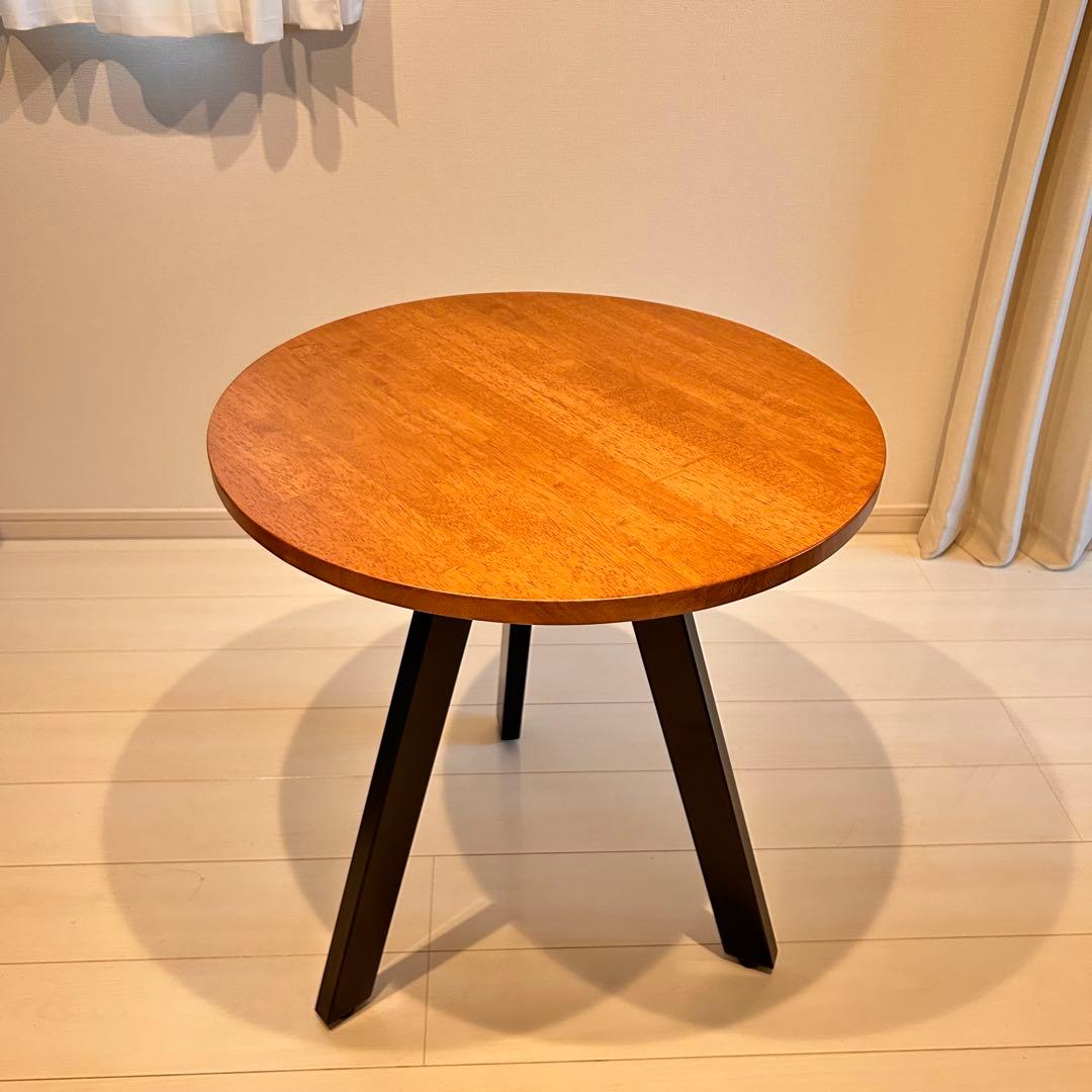 KANADEMONO ラウンドテーブル　直径65cm 3本脚　天板ブラウン