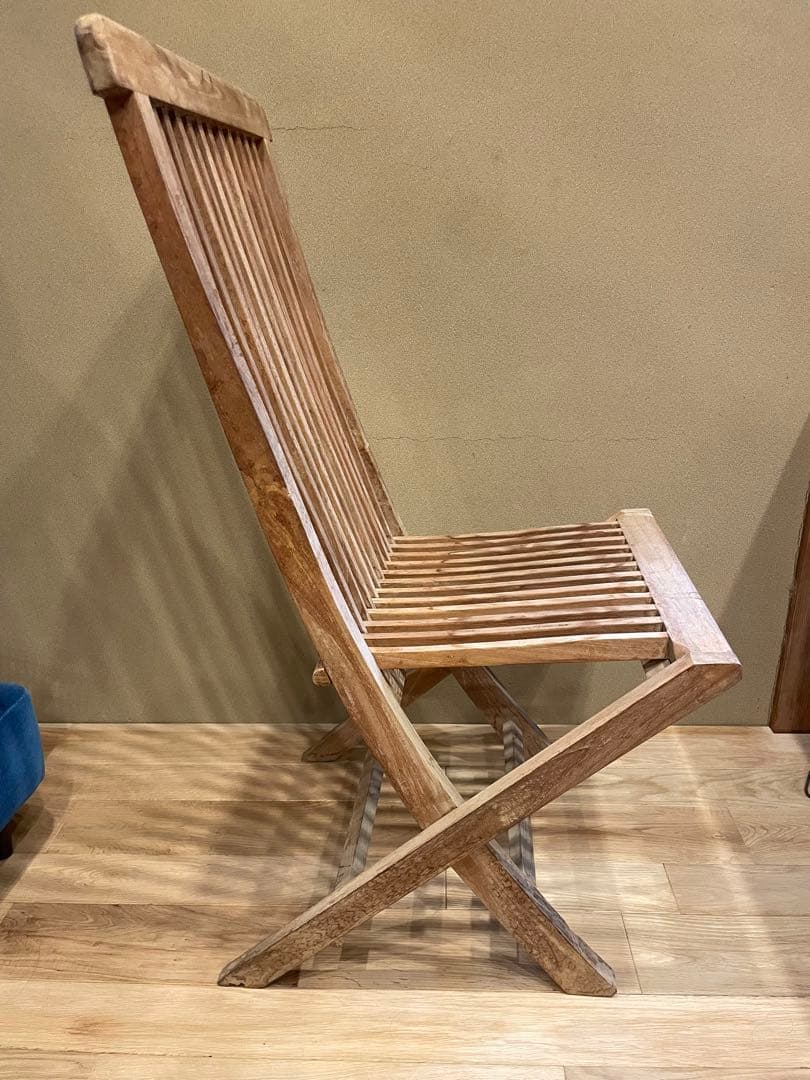 無垢スラットデザイン折りたたみ椅子　3脚セット