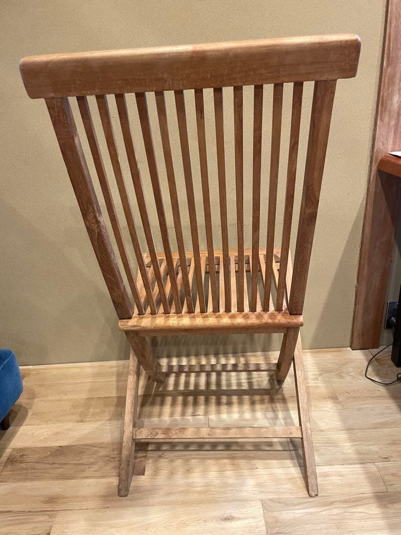 無垢スラットデザイン折りたたみ椅子　3脚セット