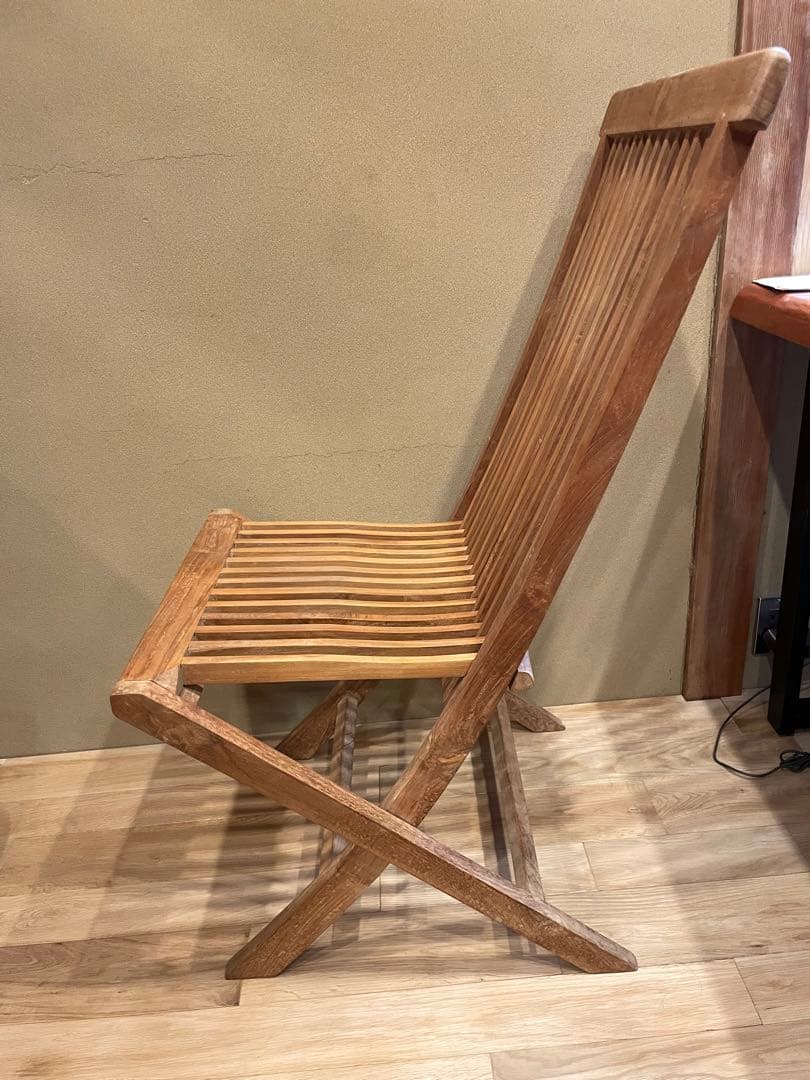 無垢スラットデザイン折りたたみ椅子　3脚セット