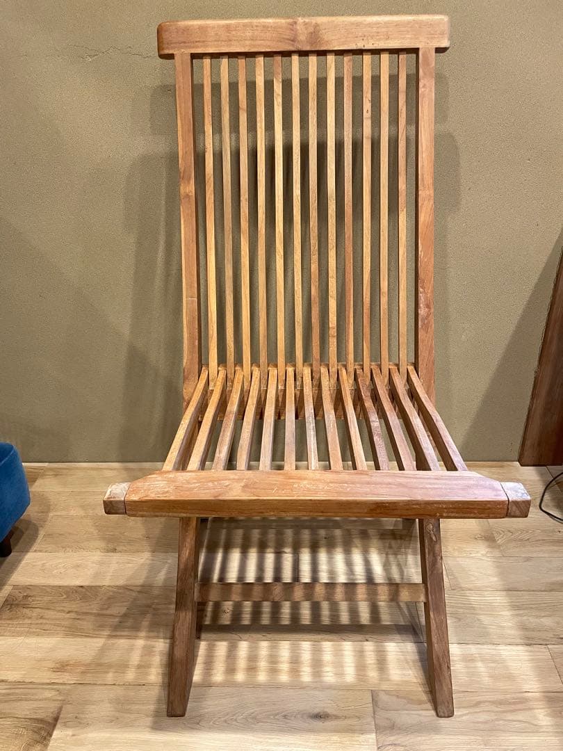 無垢スラットデザイン折りたたみ椅子　3脚セット