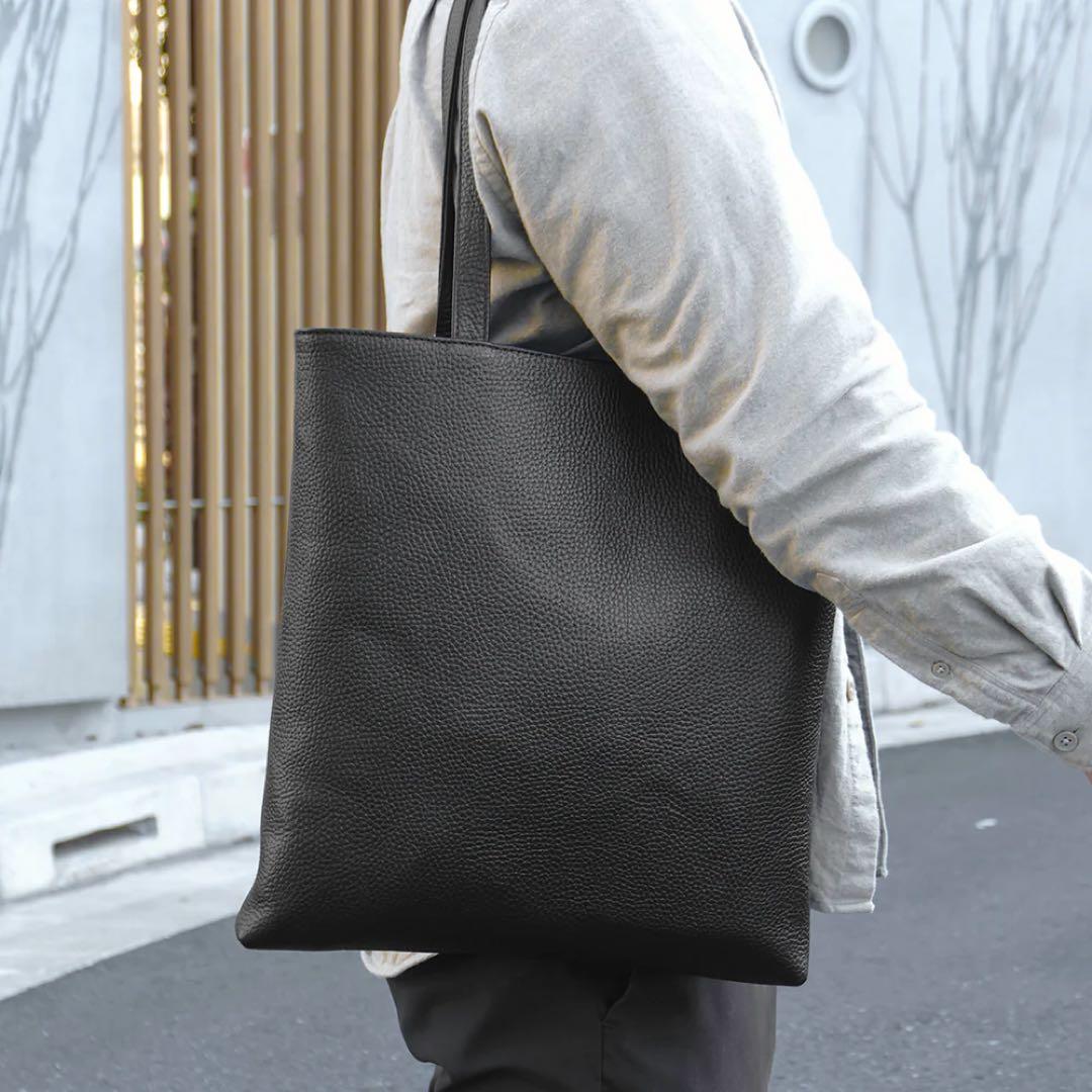 【超美品】HushTugハッシュタグ　レザー　スマートトートバッグシボ革ブラック