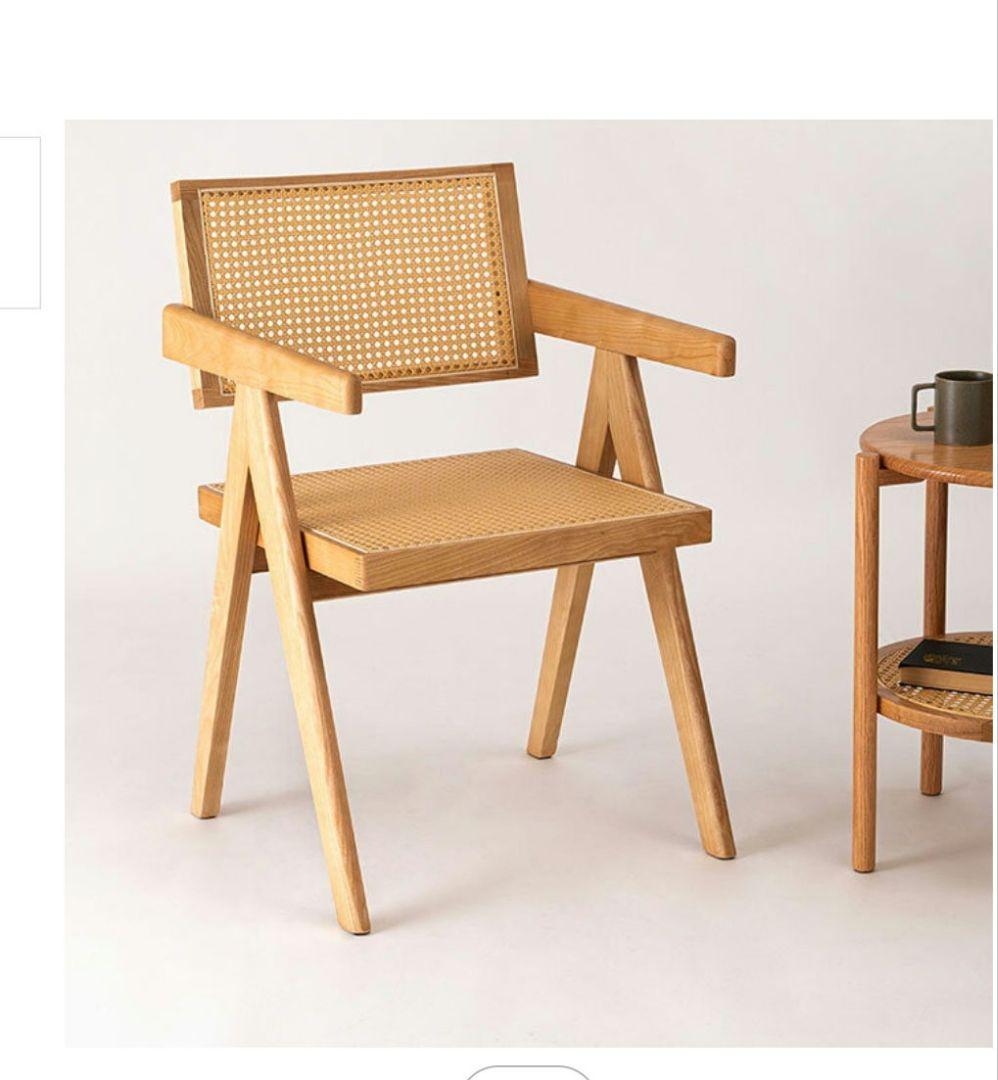 ピエールジャンヌレ風 ラタンチェア イス　一人掛け アームチェア リプロダクト