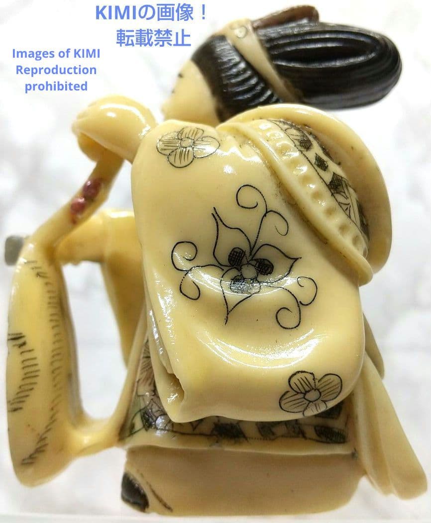 置根付 弁財天 七福神 極細工 在銘 雅俊 Netsuke 東洋彫刻 精密 彫刻