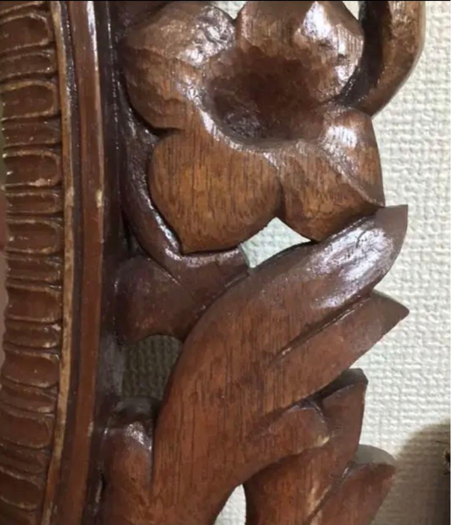 昭和レトロ・壁掛けミラー・鏡・手彫り彫刻・インテリア雑貨・アンティーク・古道具