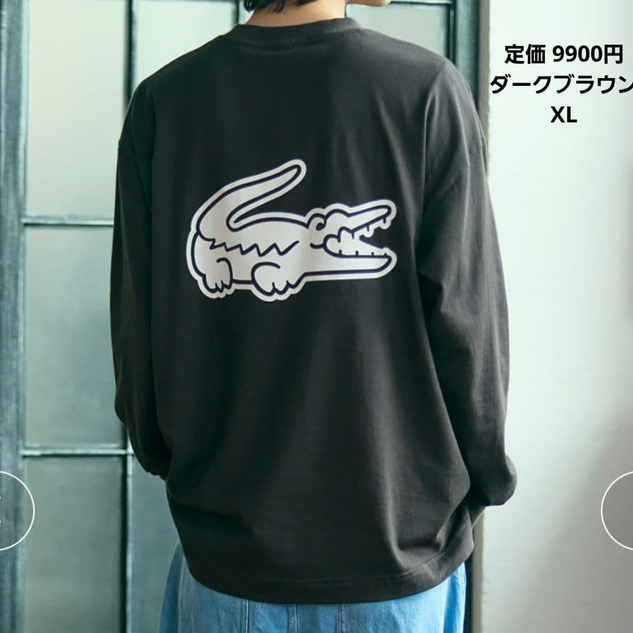 LACOSTE オーバーサイズ バックプリント ロングスリーブTシャツ　XL