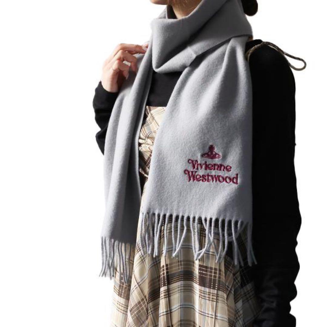 ヴィヴィアンウエストウッド ウール マフラーレディースメンズ グレー【最終値下】