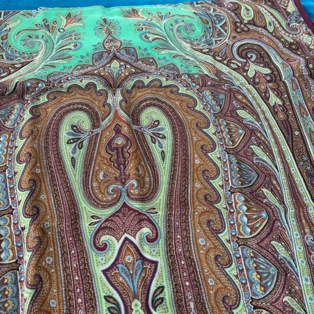 希少ETRO ペイズリー柄 ストールイタリア製シルクウールストール珍品箱タグ付き