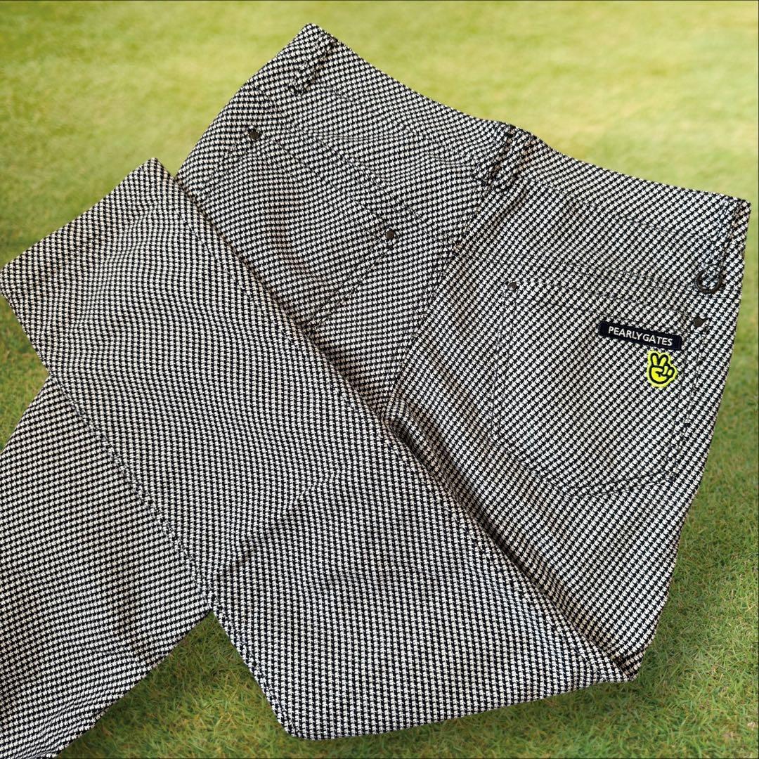 裏起毛　防寒　秋冬　パーリーゲイツ　パンツ　XL〜XXL相当 千鳥格子　黒　白