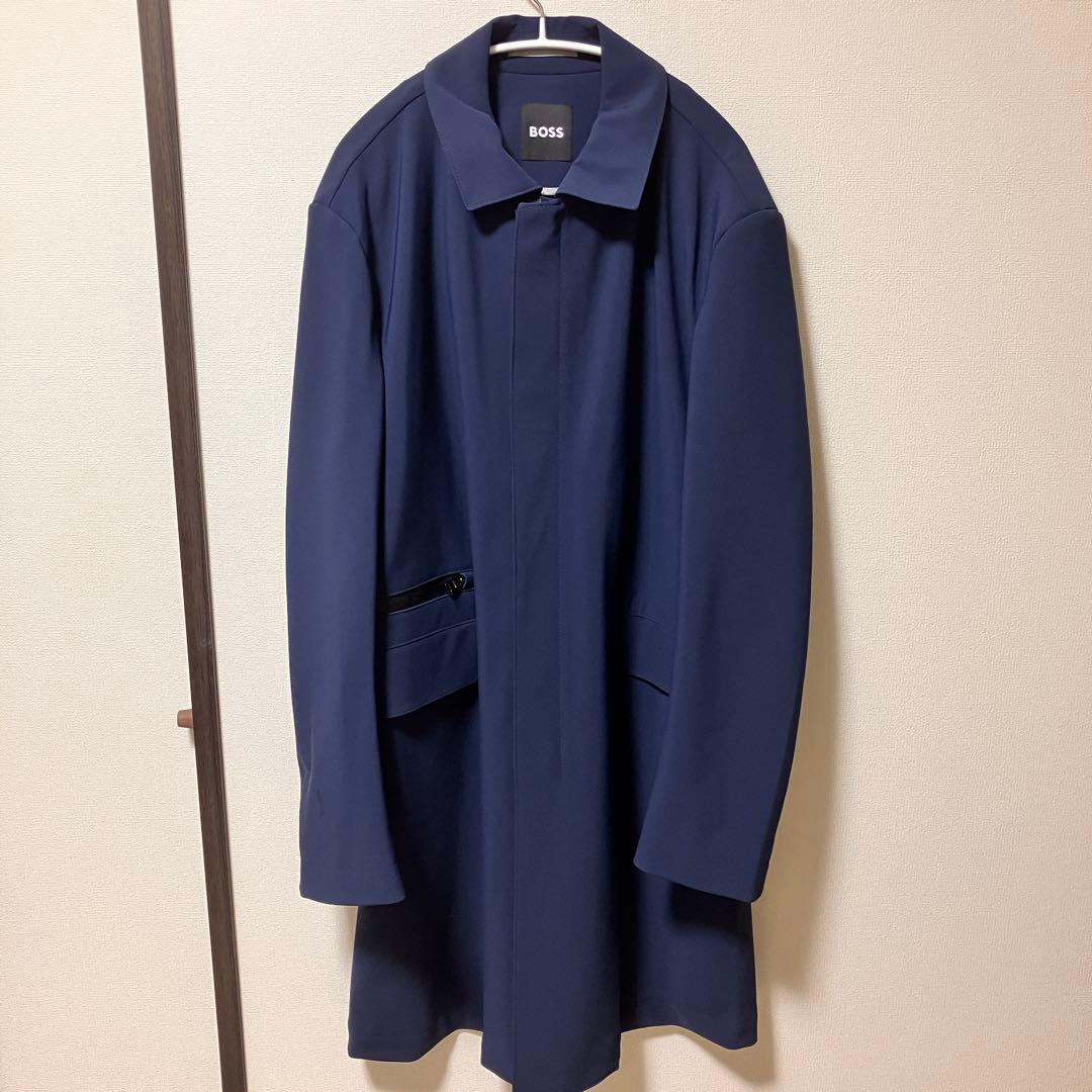 【美品】HUGO BOSS ネイビー ステンカラーコート ヒューゴボス　52