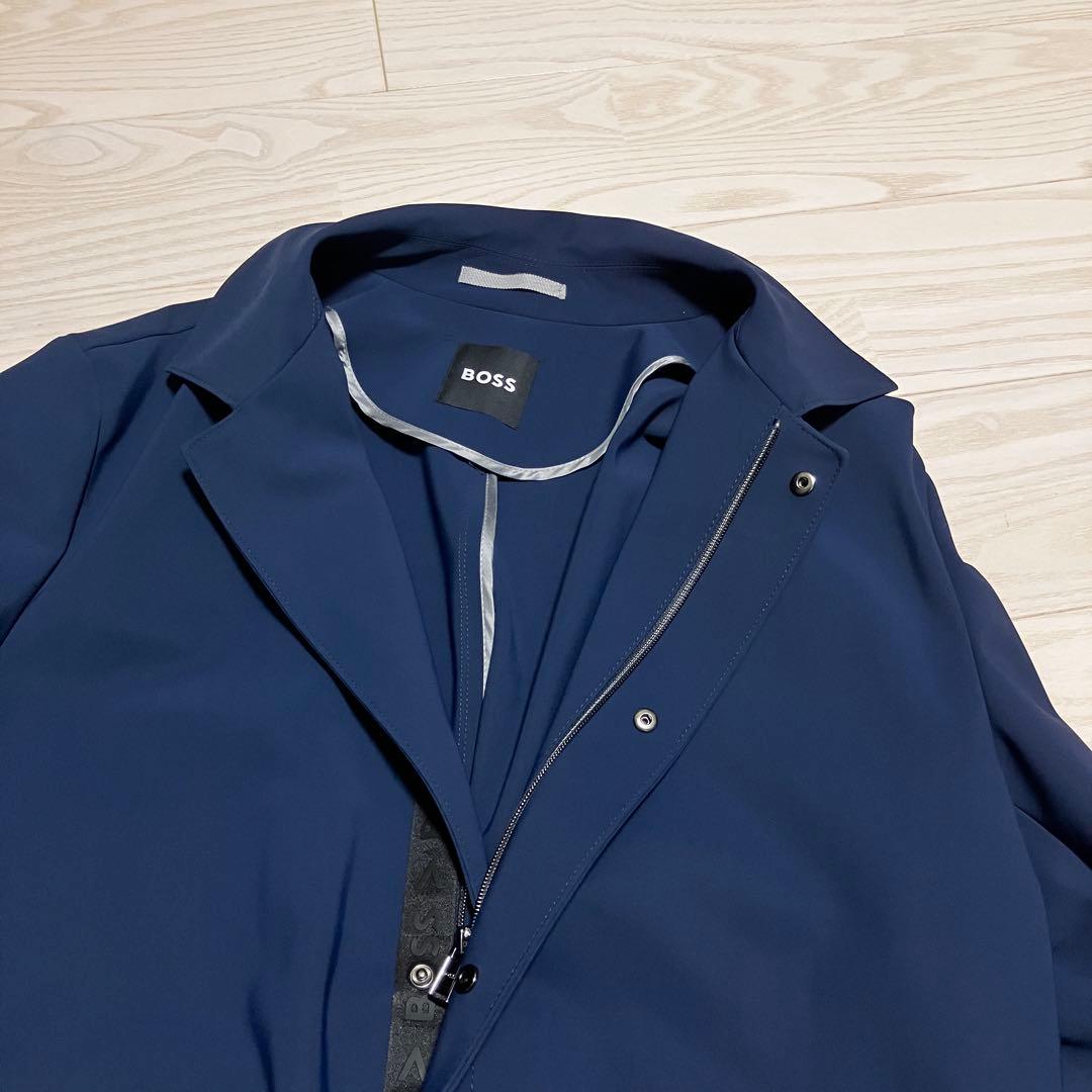 【美品】HUGO BOSS ネイビー ステンカラーコート ヒューゴボス　52