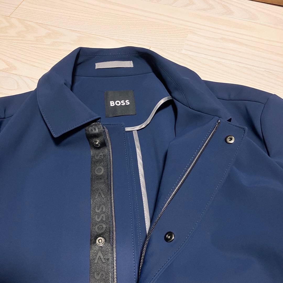 【美品】HUGO BOSS ネイビー ステンカラーコート ヒューゴボス　52