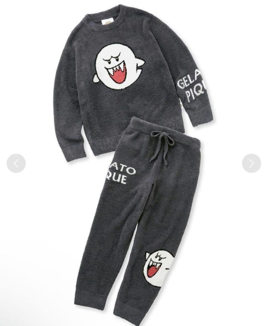 ジェラピケ　スーパーマリオ　ベビモコジャガードプルオーバー　テレサ上下セット