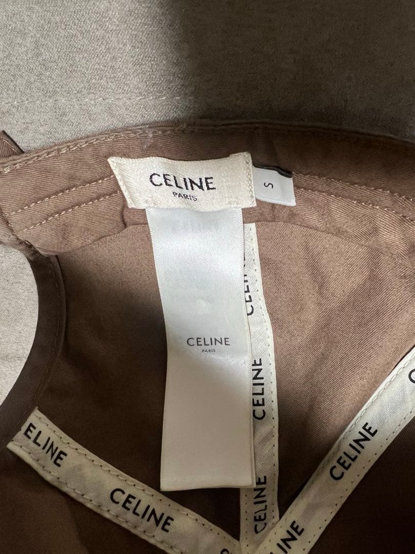 CELINE トリオンフ ブラウンロゴ刺繍 キャップ Sサイズ