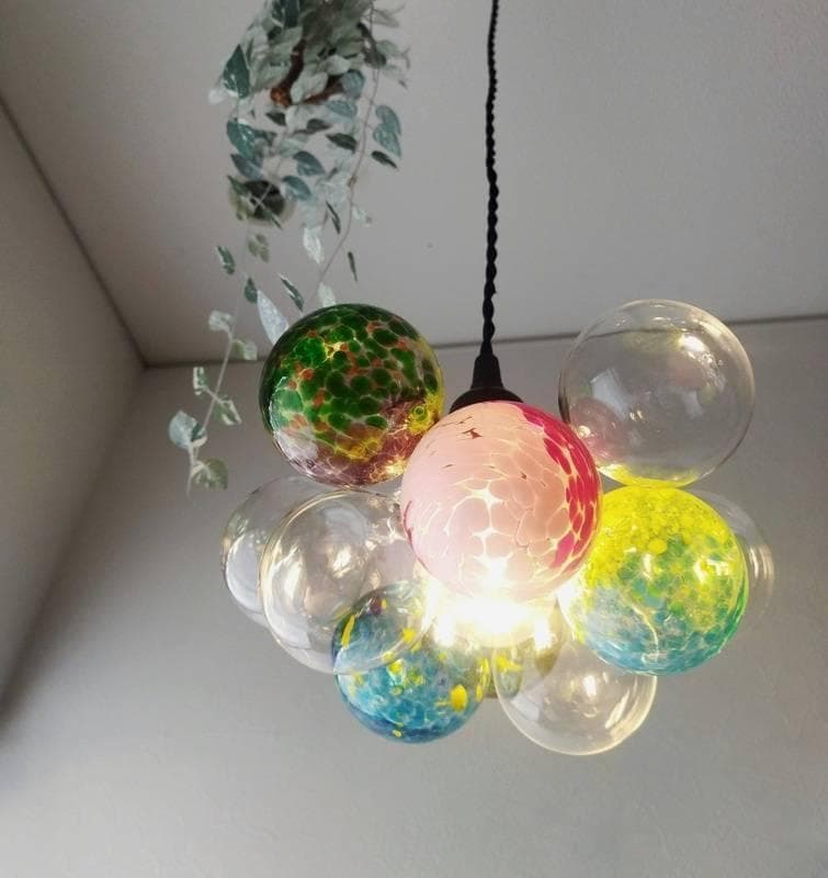 昭和レトロなバブルボールガラスペンダントライトアンティークペンダントランプ