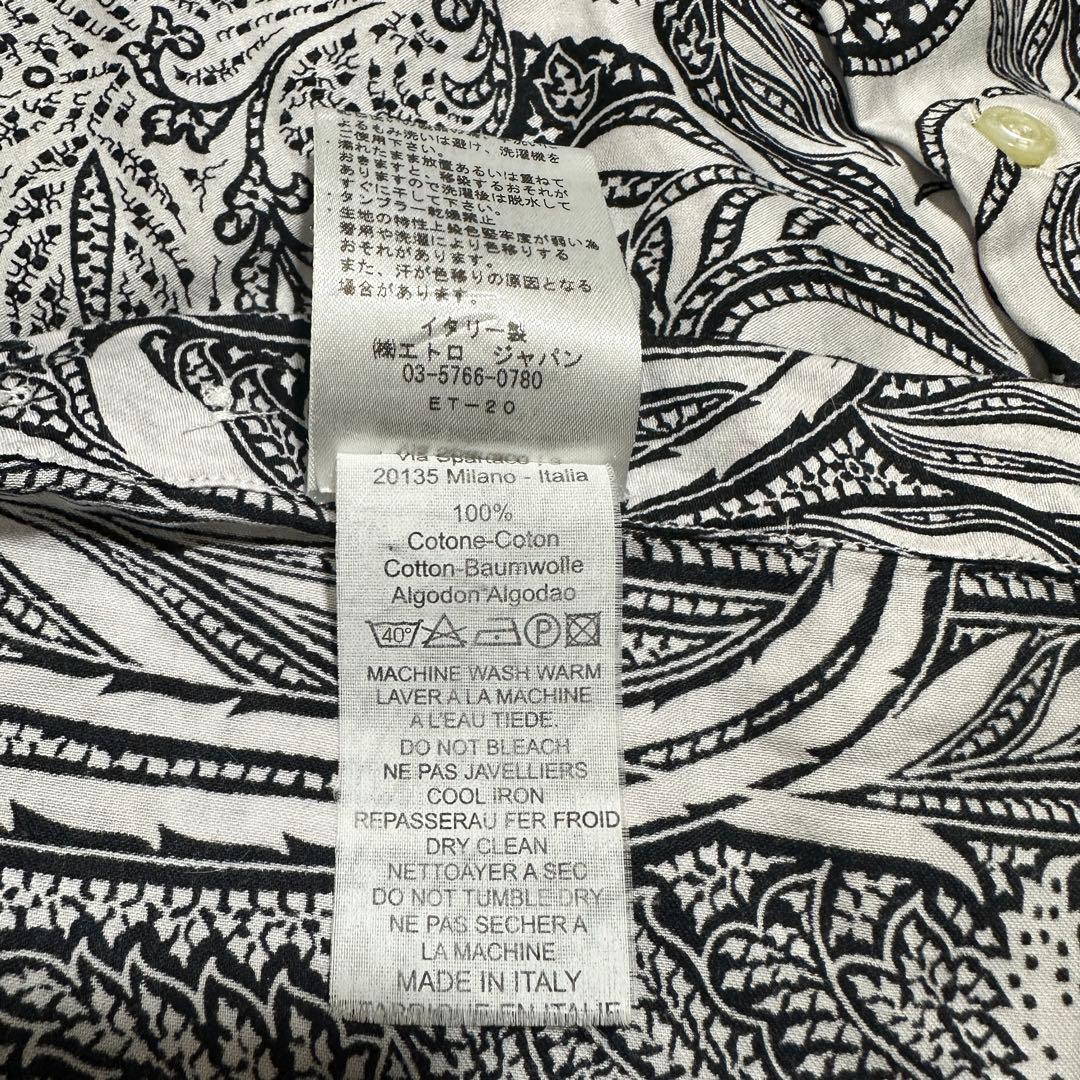 専用★メンズM✨ETRO エトロ　ペイズリー長袖総柄シャツ　ホワイト　白