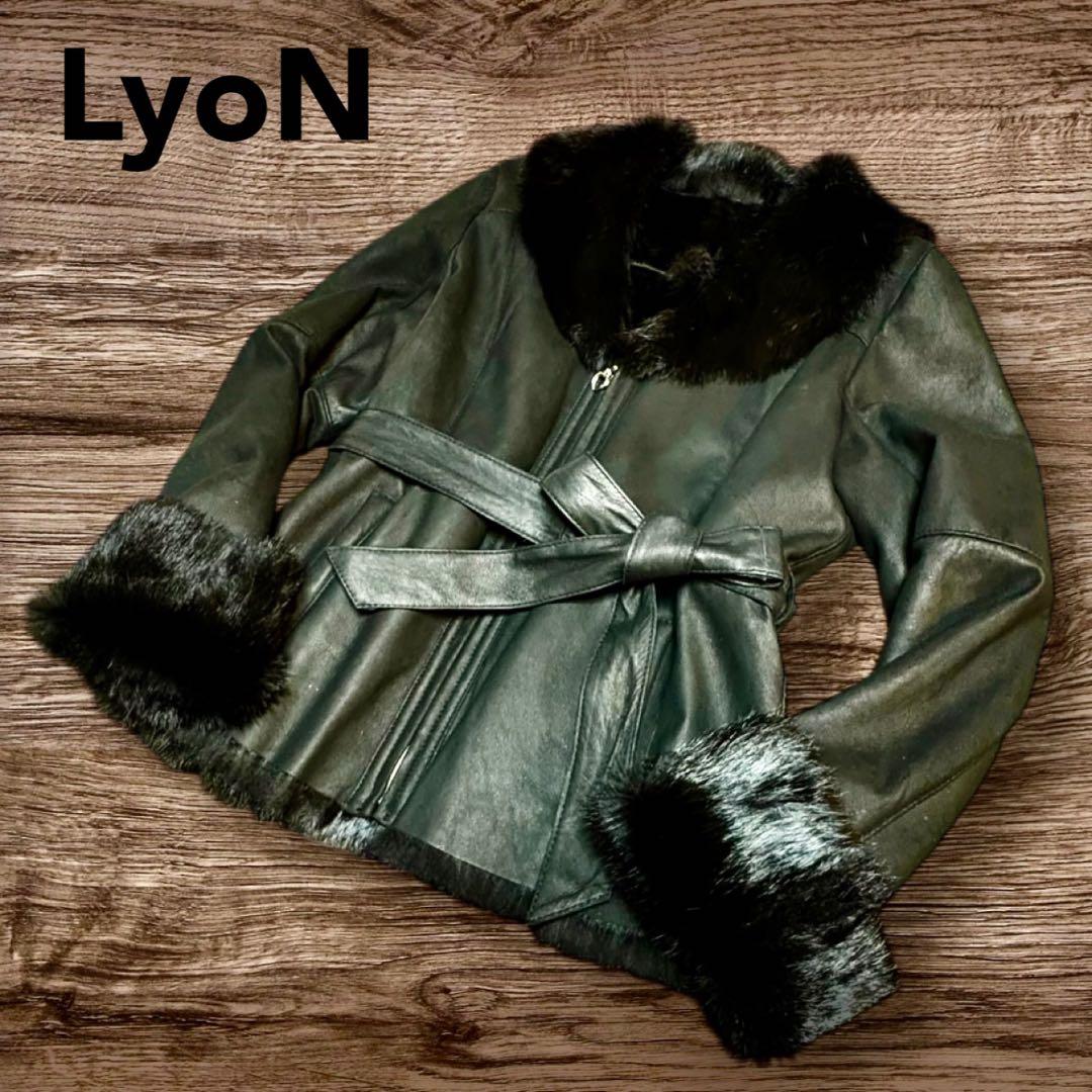 ✴︎LyoN✴︎ラビット革・毛皮ファー付きレザージャケット