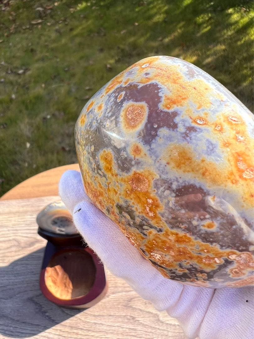 C10トレジャーメノウ 台付き 瑪瑙 風水 聚宝盆アゲート