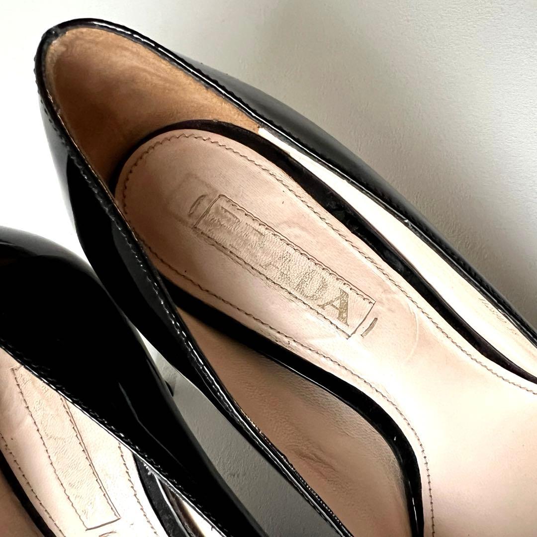 【美品】PRADA パンプス 黒38パテント プラダ