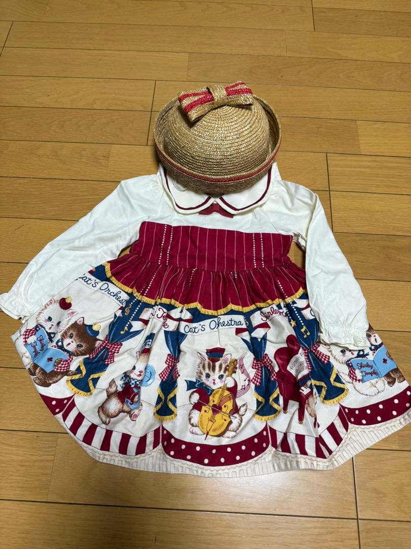 シャーリーテンプル キャットサーカスワンピースと麦わら帽子セット