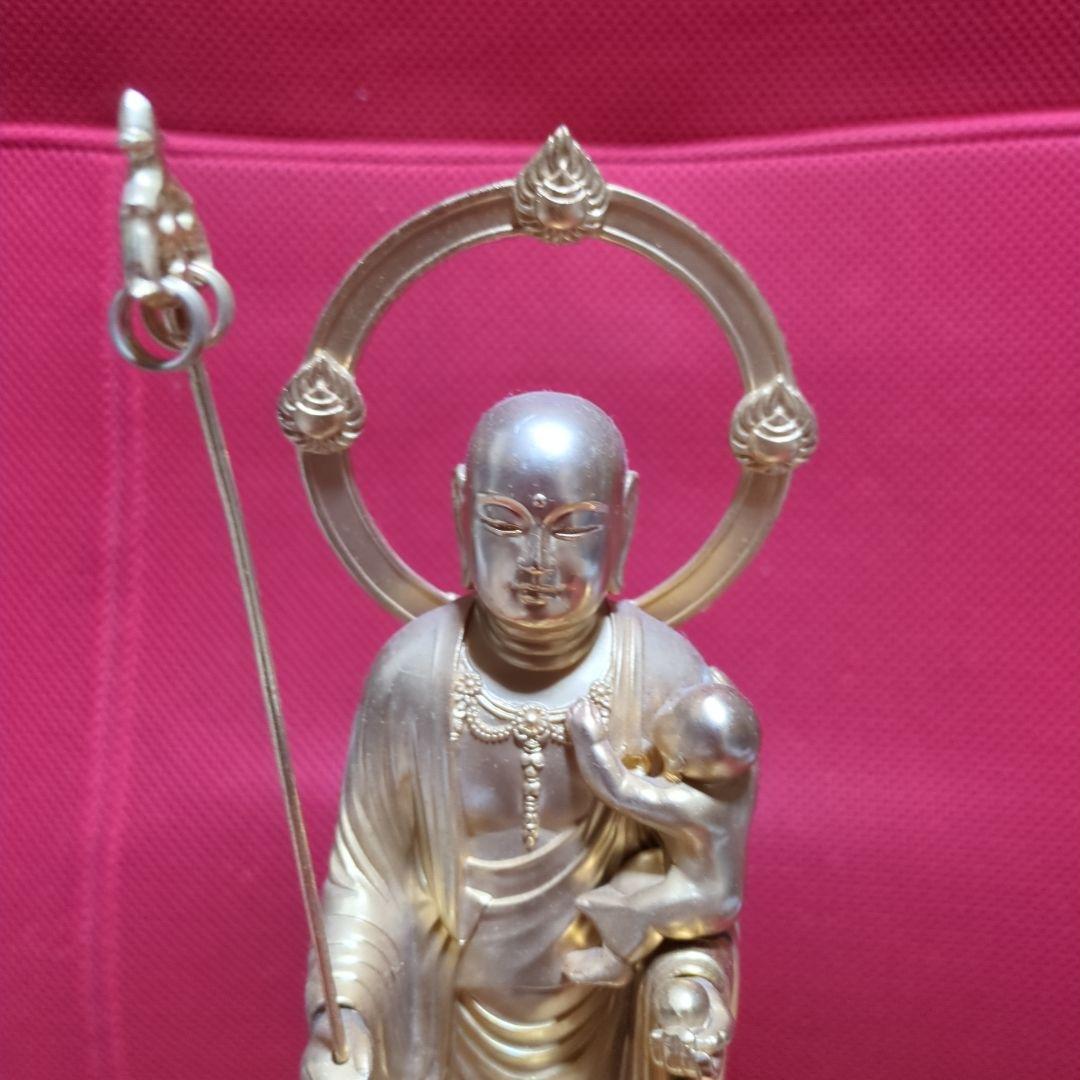 地蔵尊像ダイキャスト金色製約36cm 光背付き