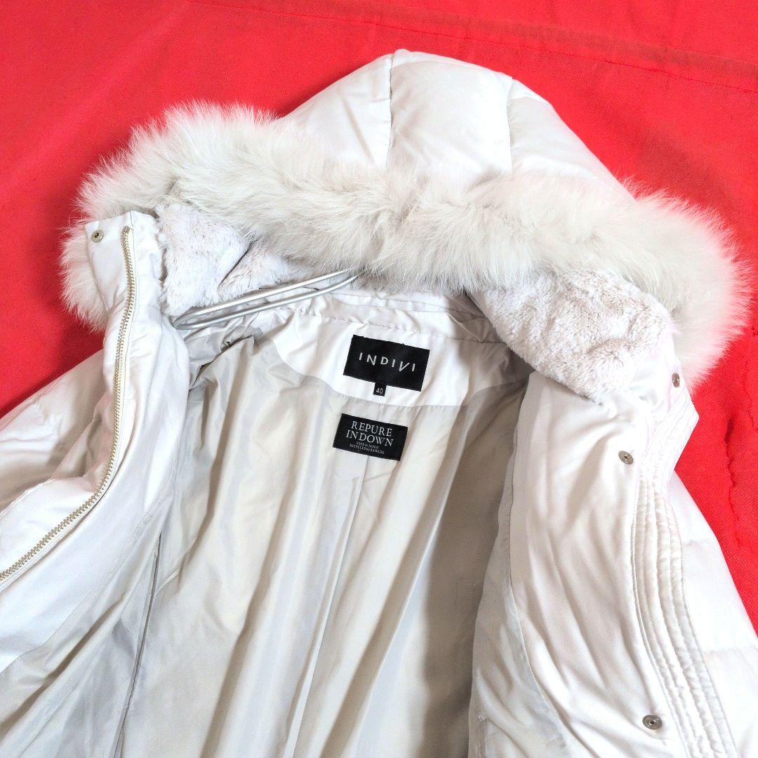 【未使用級】INDIVI ダウンコート ☆ホワイトフォックスファー☆／40