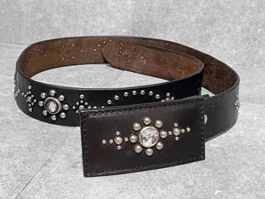 アンティークスタッズレザーベルト／某有名ファクトリー／MADE IN JAPAN