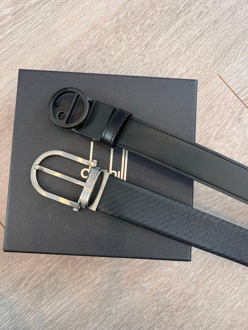 dunhill ブラックレザーベルト 2点　美品
