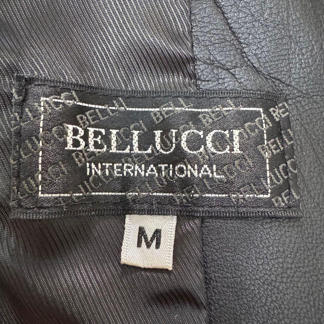 希少　BELLUCCI ゴートレザー　ステンカラーコート　M 黒　ベルト付