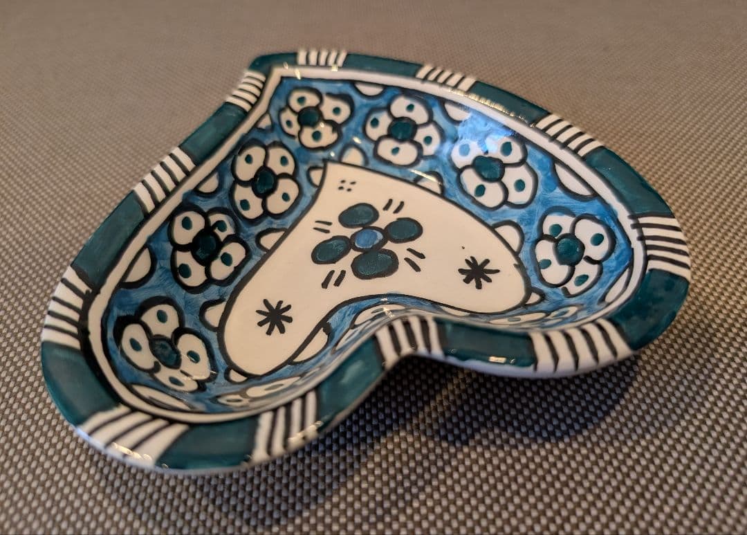 モロッコ　フェズ陶器　お皿　2枚セット　ハート型