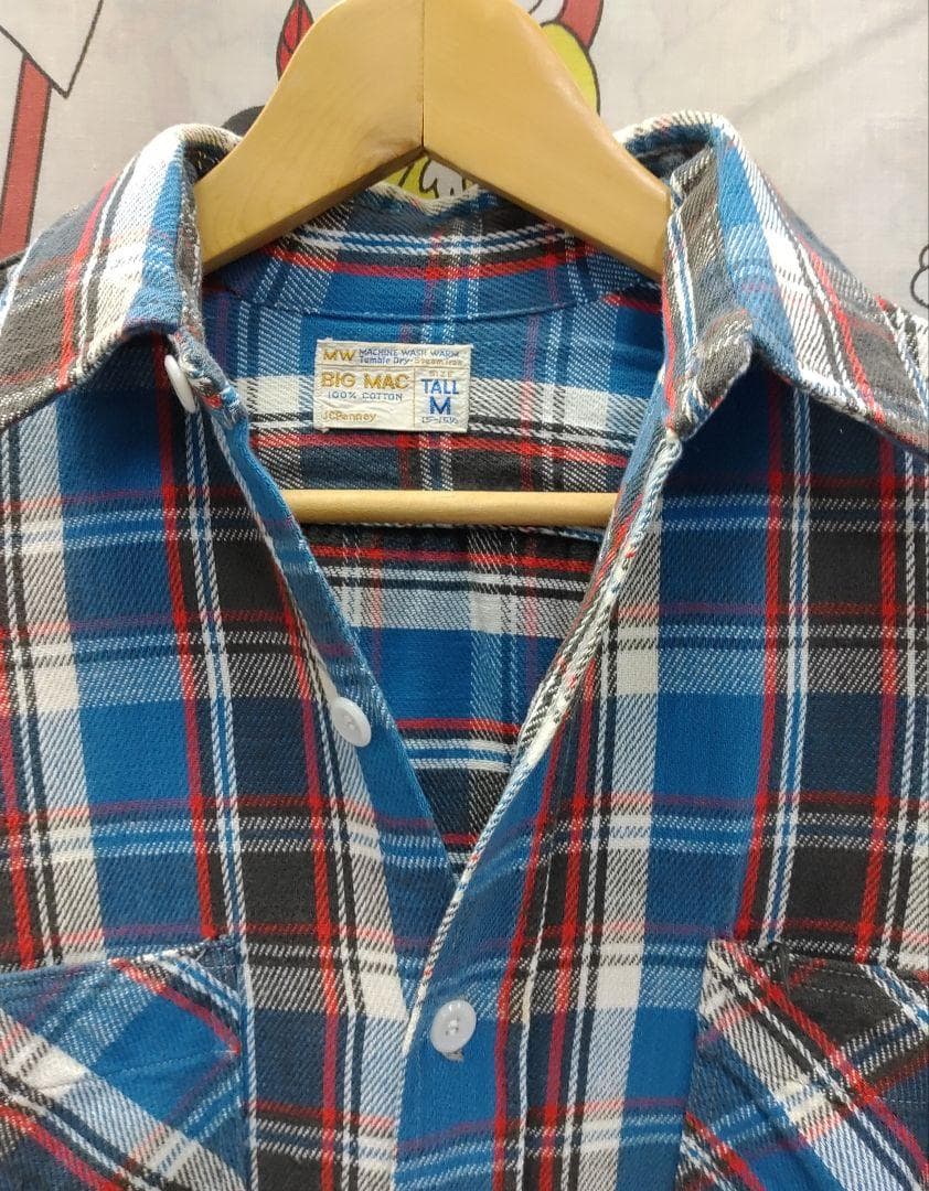 70s★VTG BIGMAC/JCペニーネルシャツ コットン100%USA /M