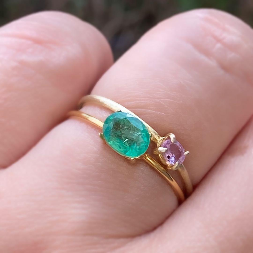 Silver925 18kgp エメラルドリングorネックレストップ