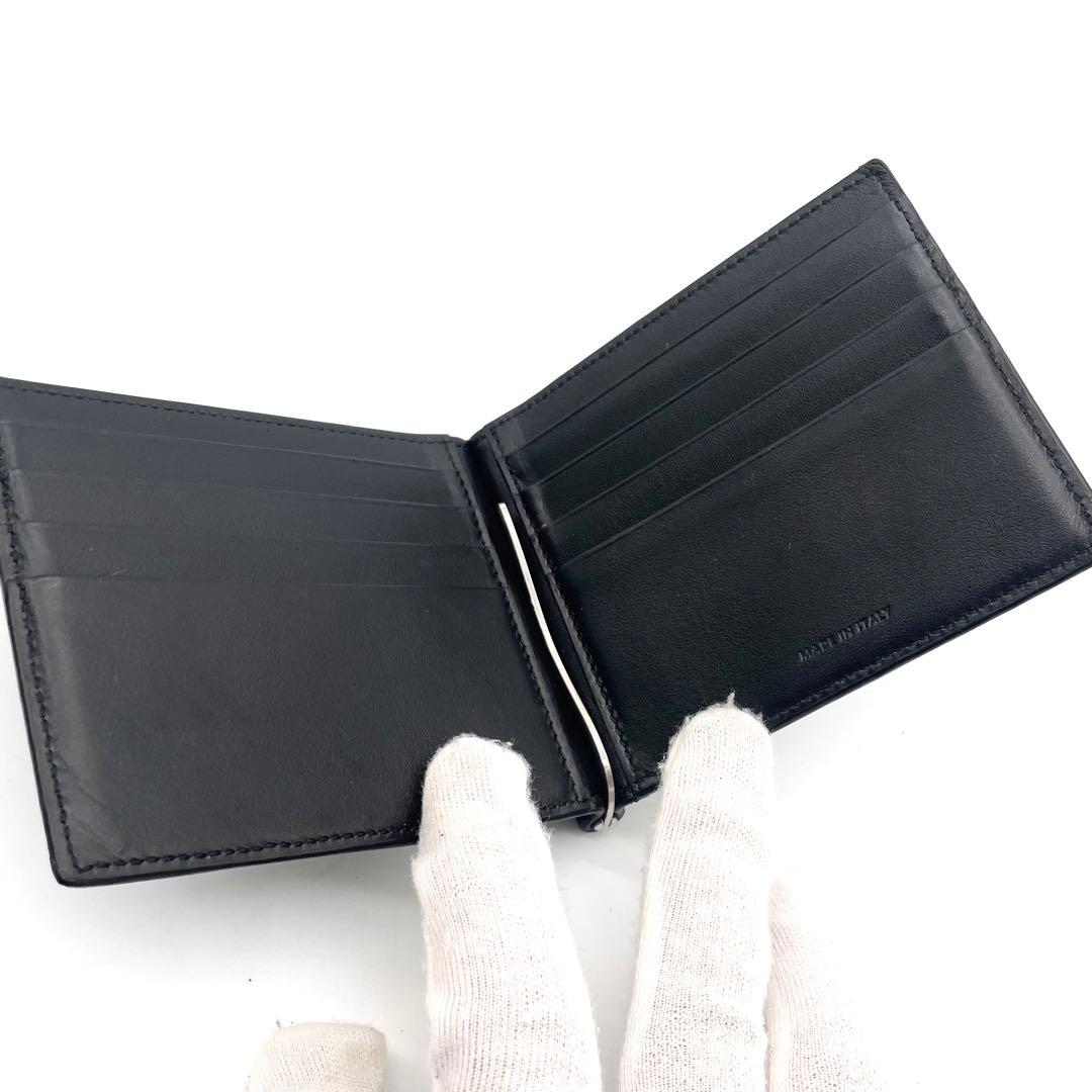 【極美品】現行 セリーヌ マネークリップ レザー ビルクリップ ブラック ロゴ