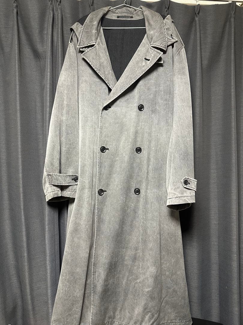 【美品】Y’s for men 赤タグ　ウォッシュ加工　ロングトレンチコート