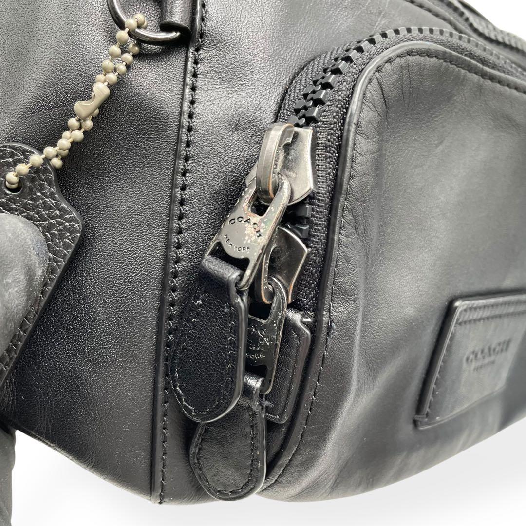 極美品　COACH コーチ　オールレザー　ウエストバッグ　ボディバッグ　黒
