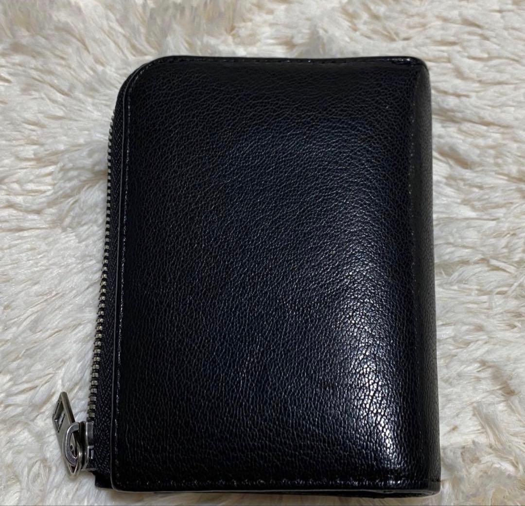 【良品】DIESEL コンパクト　財布　メタリックロゴ ブラック 2つ折財布