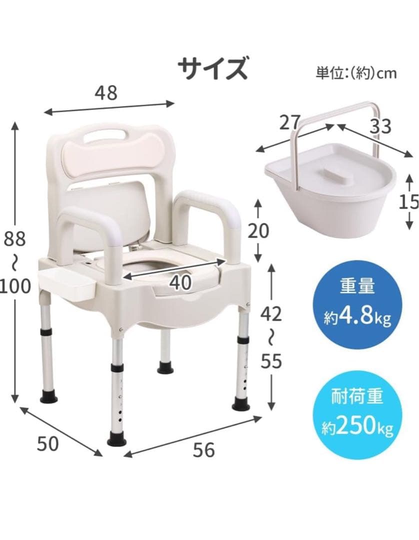 ポータブルトイレ 手すり付き 介護用品 iimono117 新品未使用
