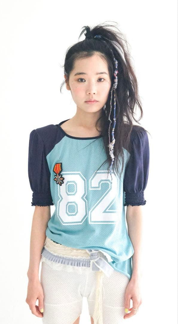 トップス faerie pad shoulder raglan half top