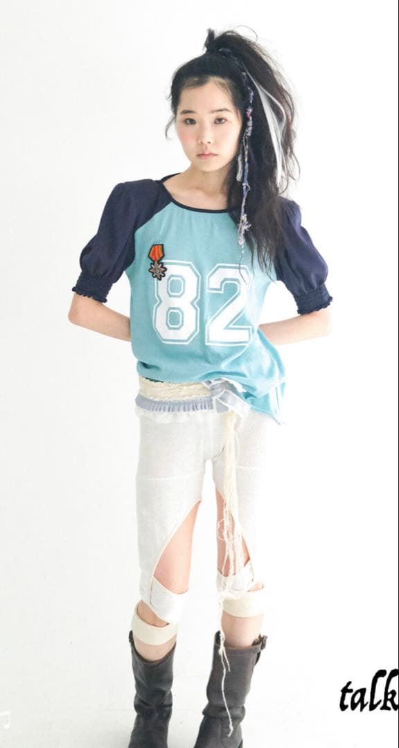 トップス faerie pad shoulder raglan half top