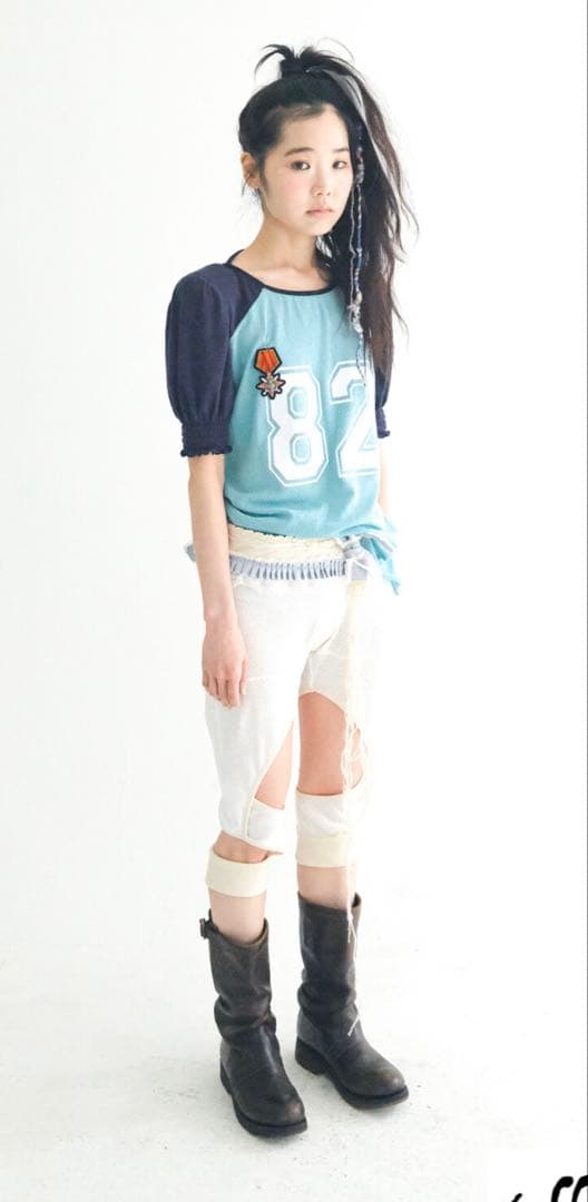 トップス faerie pad shoulder raglan half top