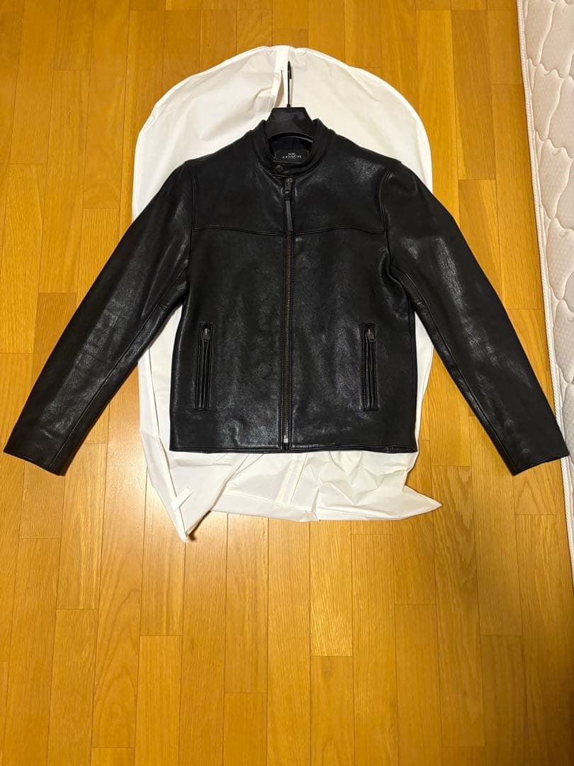 ブラックレザージャケット COACH保管袋付き