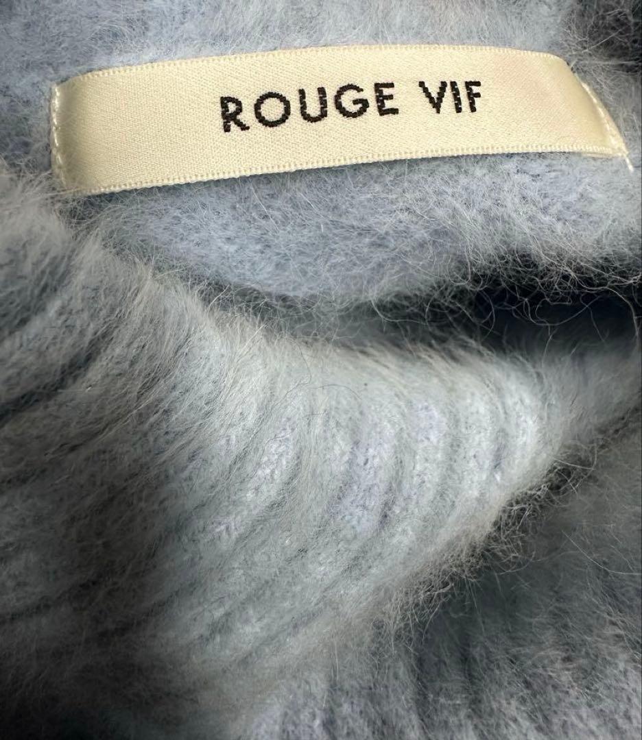 ROUGE VIF フォックス カシミヤ混 ライトブルー タートルネックセーター