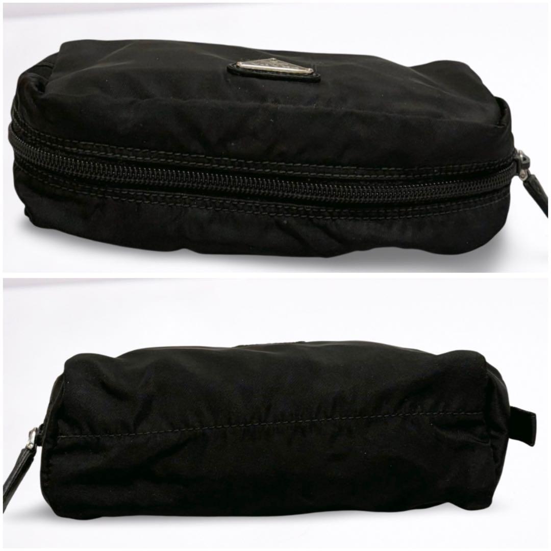 【正規品】プラダ PRADA ナイロン ポーチ 小物入れ 三角ロゴ 黒 男女兼用