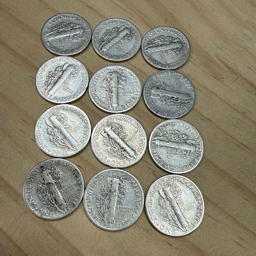豆*び様 マーキュリー・ダイム 12枚セット アメリカ 銀貨