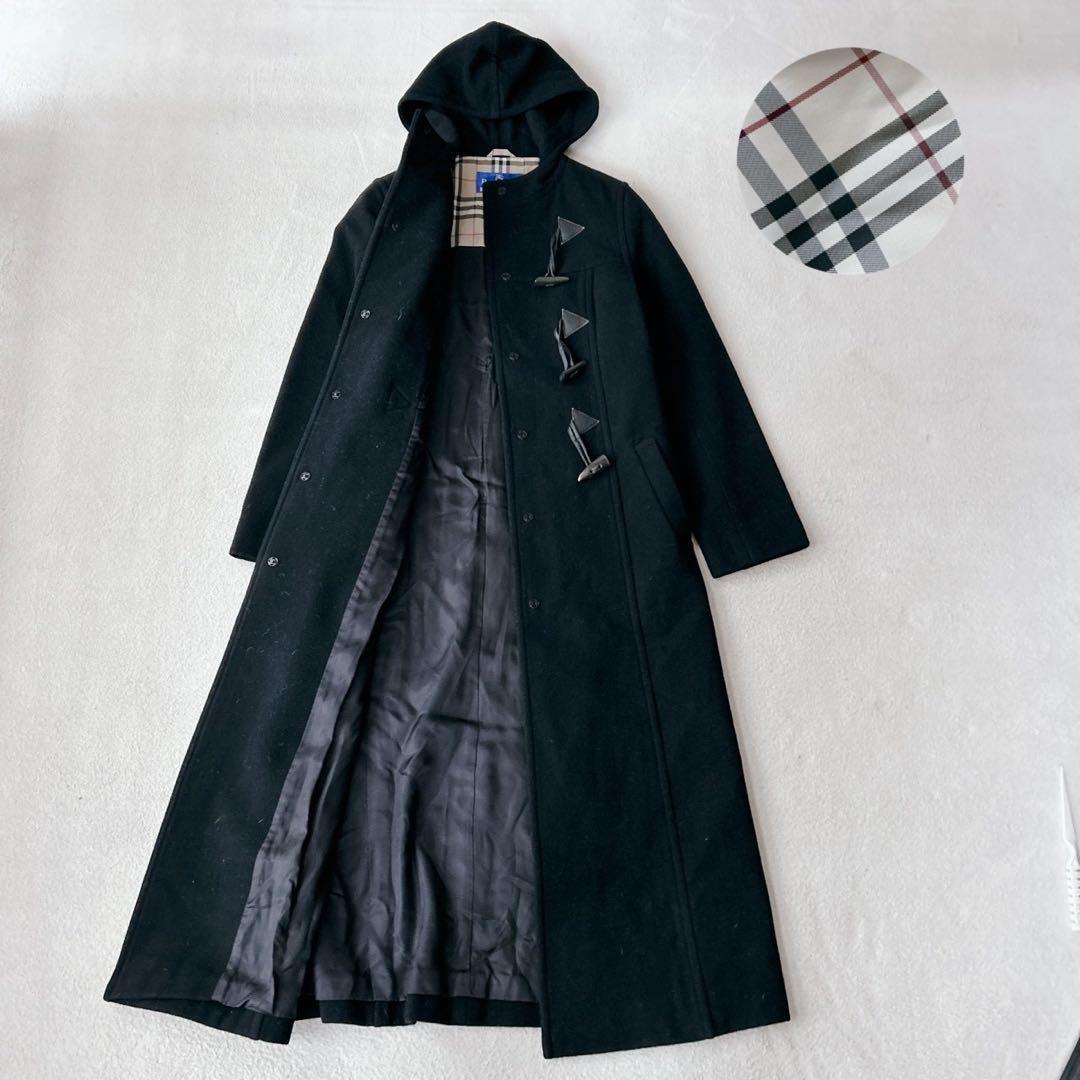 美品✨バーバリーブルーレーベル ダッフルコート マキシ丈　ノバチェック　黒　38