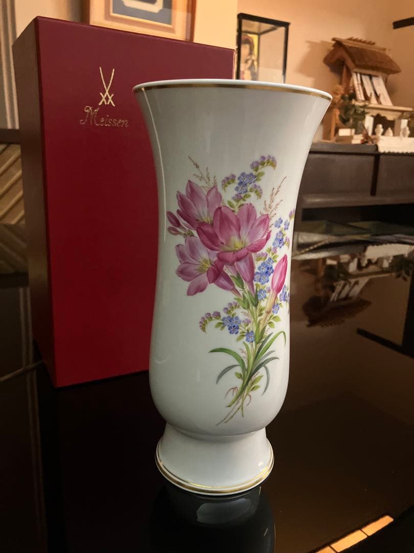 Meissen 花柄 花瓶 約29cm