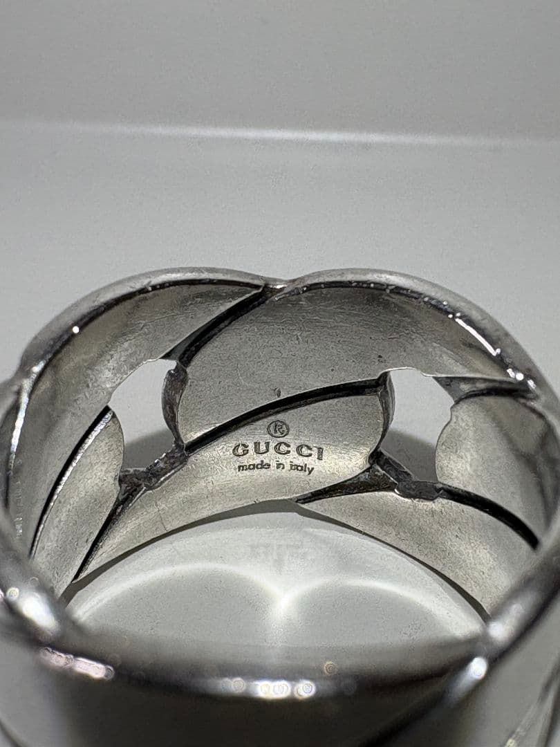 GUCCI チェーンモチーフワイドリング 刻印サイズ:10号【箱/ポーチ付】